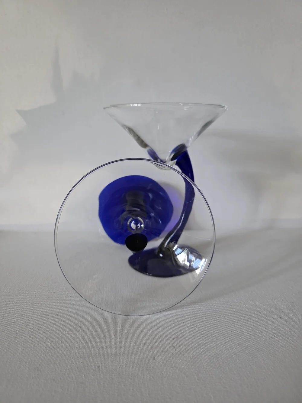 Vintage Libbey Bruvura Set of Two Cobalt Blue Stem Martini Glasses